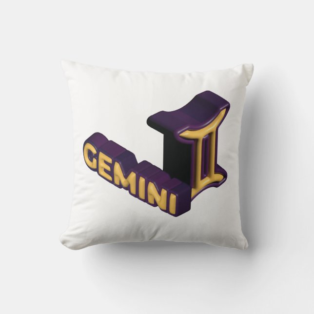 Gemini Zodiac Sign and Text Design Cushion (Front)