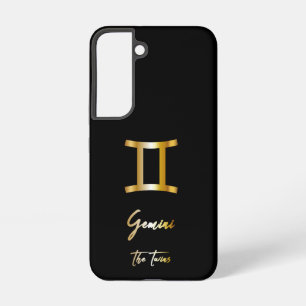 Gemini Zodiac Sign, Black & Gold Samsung Galaxy Case