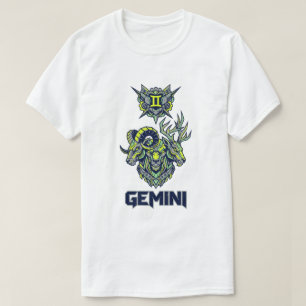 Gemini Zodiac Sign Cyber Mechanical Mecha Beast T-Shirt