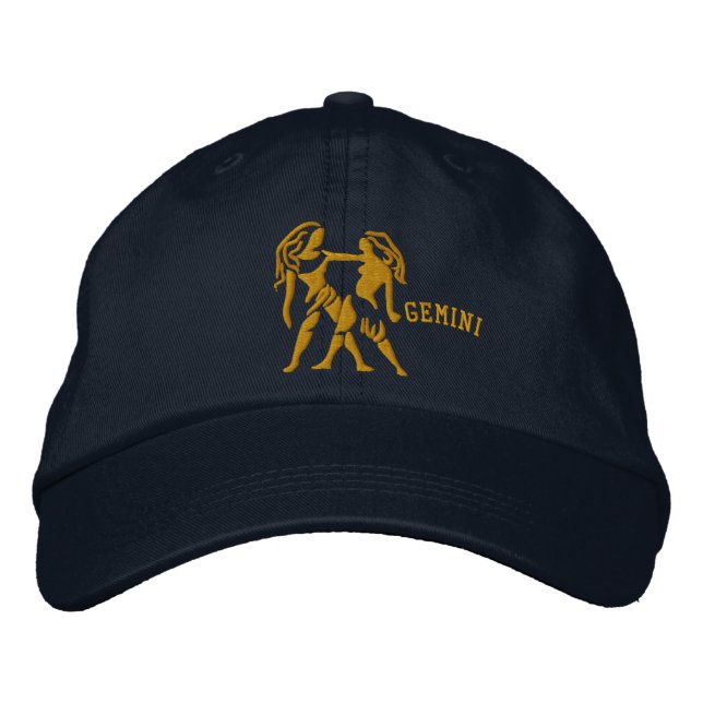 Gemini Zodiac Sign Embroidery May 12 - June 20 Embroidered Hat (Front)