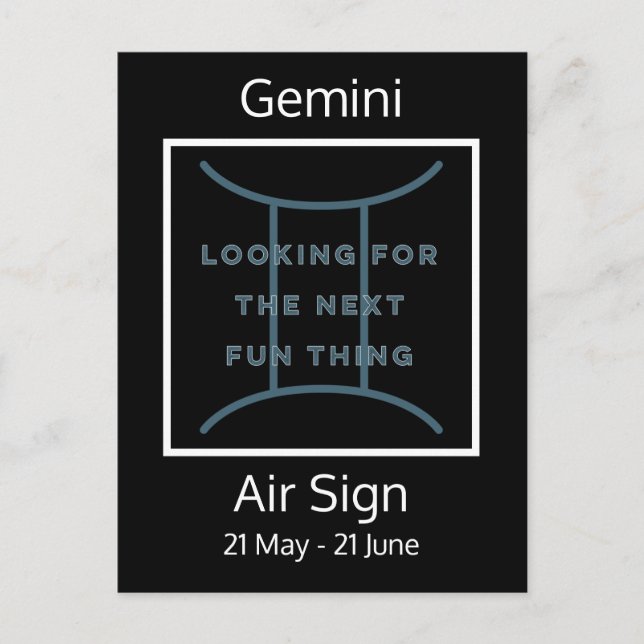 Gemini Zodiac Sign Fun Quote in Blue and White Pos Postcard (Front)