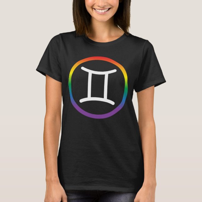 Gemini Zodiac Sign Gay Pride Rainbow LGBT LGBTQ As T-Shirt (Front)