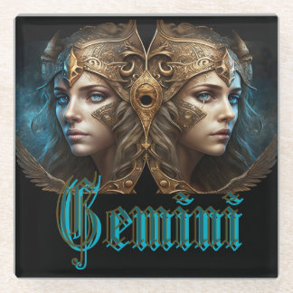 Gemini Zodiac Sign Glass Coaster