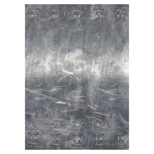 Gemini Zodiac Sign Grunge Distressed Silver Tablecloth (Front)