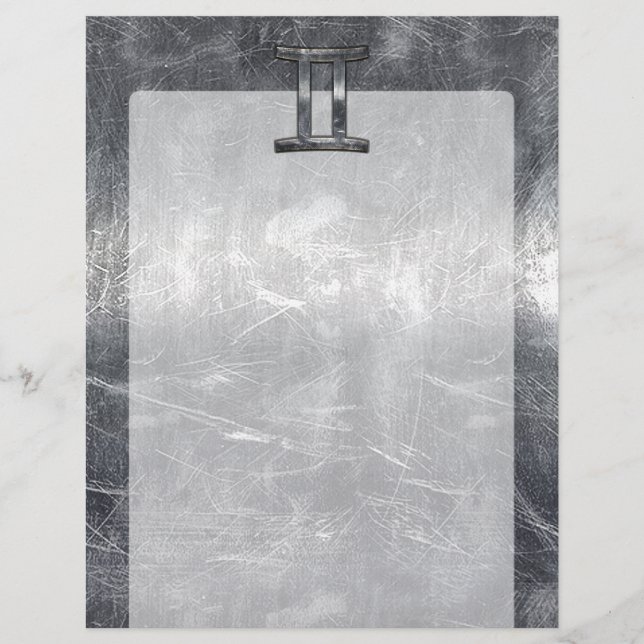 Gemini Zodiac Sign in Industrial Steel Style (Front)