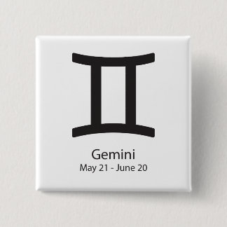 Gemini zodiac sign May 21 - June 20 15 Cm Square Badge