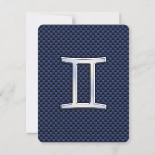 Gemini Zodiac Sign on Blue Carbon Fibre Style