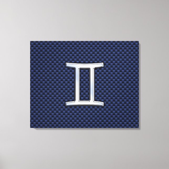 Gemini Zodiac Sign on Blue Carbon Fibre Style (Front)