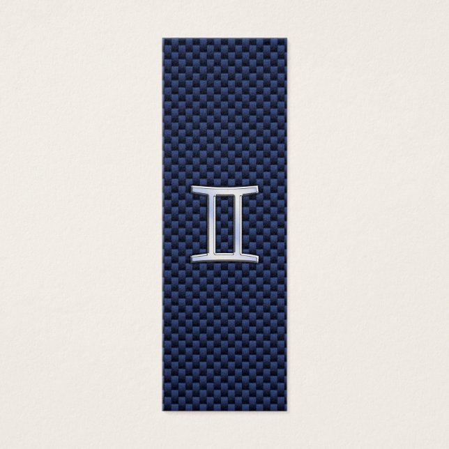 Gemini Zodiac Sign on Blue Carbon Fibre Style (Front)