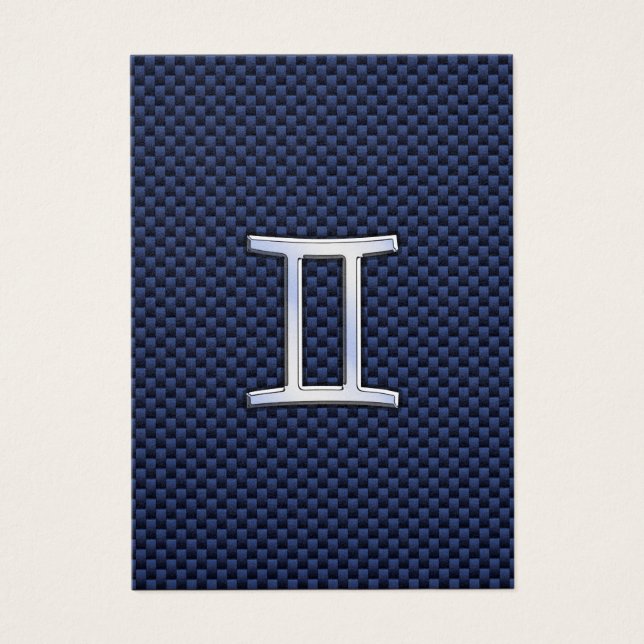 Gemini Zodiac Sign on Blue Carbon Fibre Style (Front)