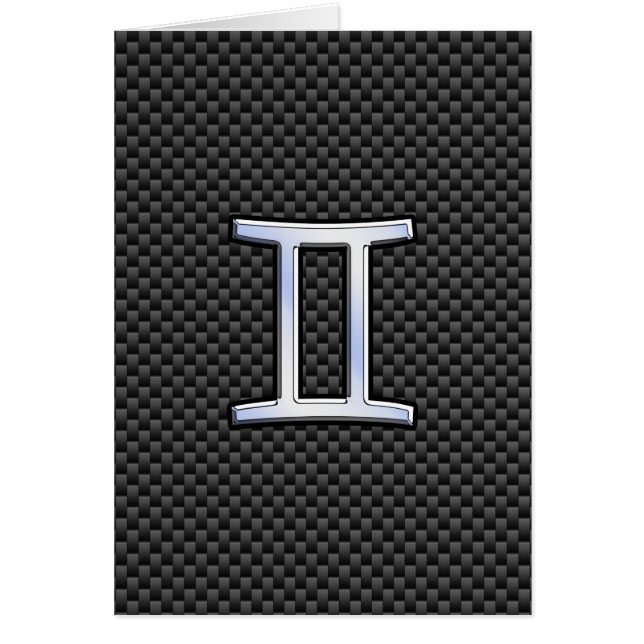 Gemini Zodiac Sign on Charcoal Carbon Fibre Print (Front)