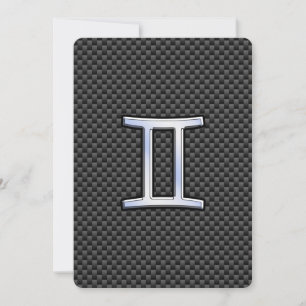 Gemini Zodiac Sign on Charcoal Carbon Fibre Print