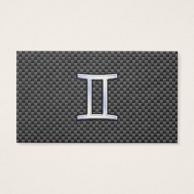 Gemini Zodiac Sign on Charcoal Carbon Fibre Print (Front)