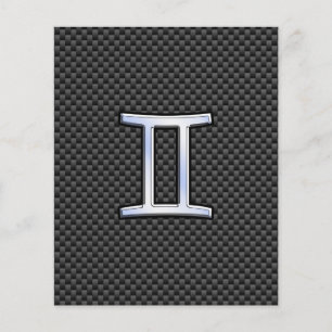 Gemini Zodiac Sign on Charcoal Carbon Fibre Print Flyer