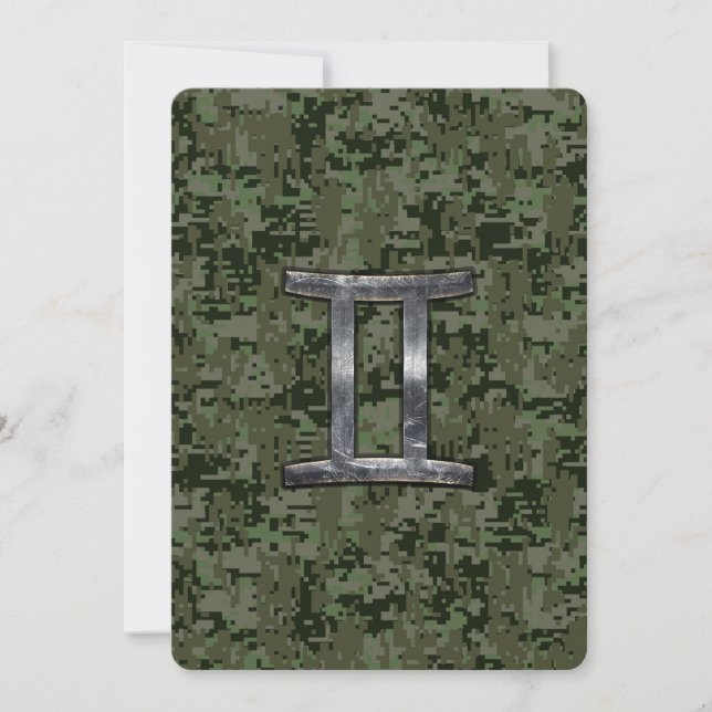 Gemini Zodiac Sign on Green Digital Camo (Front)