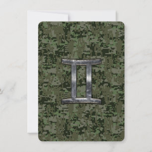 Gemini Zodiac Sign on Green Digital Camo