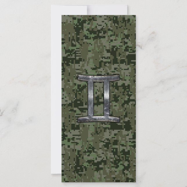 Gemini Zodiac Sign on Green Digital Camo (Front)