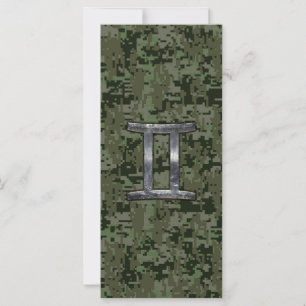 Gemini Zodiac Sign on Green Digital Camo