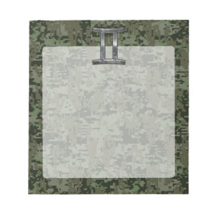 Gemini Zodiac Sign on Green Digital Camouflage Notepad