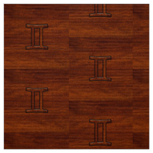 Gemini Zodiac Sign on Mahogany like print Fabric