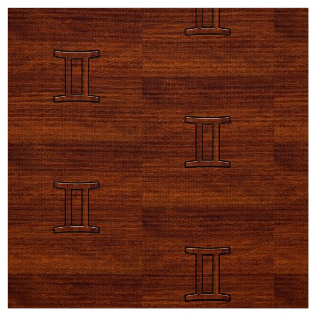 Gemini Zodiac Sign on Mahogany like print Fabric (Swatch)