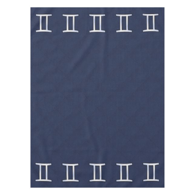 Gemini Zodiac Sign on Navy Blue Carbon Fibre Print Tablecloth (Front)