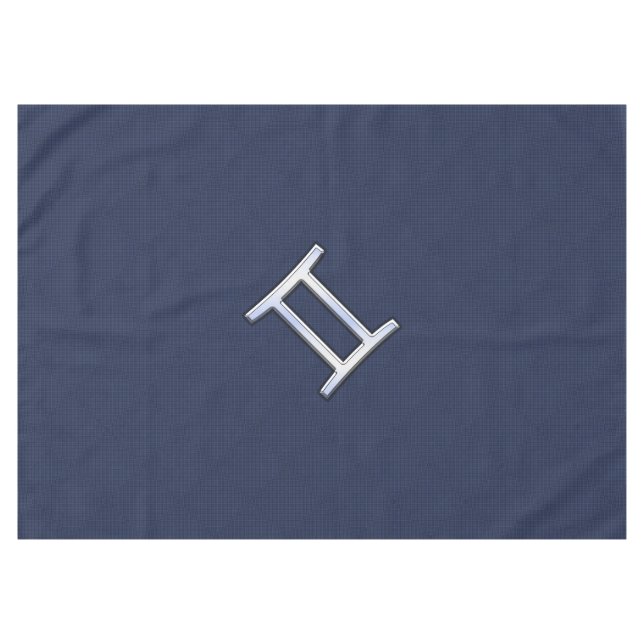 Gemini Zodiac Sign on Navy Blue Carbon Fibre Print Tablecloth (Front (Horizontal))