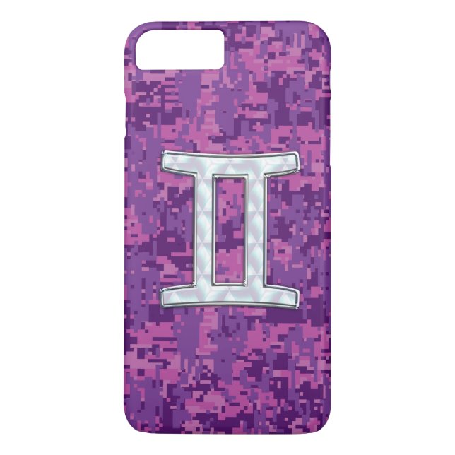 Gemini Zodiac Sign on Pink Digital Camo Case-Mate iPhone Case (Back)