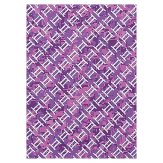 Gemini Zodiac Sign on Pink Digital Camo Tablecloth (Front)