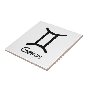 Gemini Zodiac Sign on White Background Tile