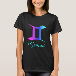 Gemini Zodiac Sign Pink Purple Blue Aqua T-Shirt
