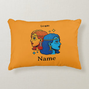 Gemini Zodiac Sign Pop Art - Retro Celestial Twins Decorative Cushion