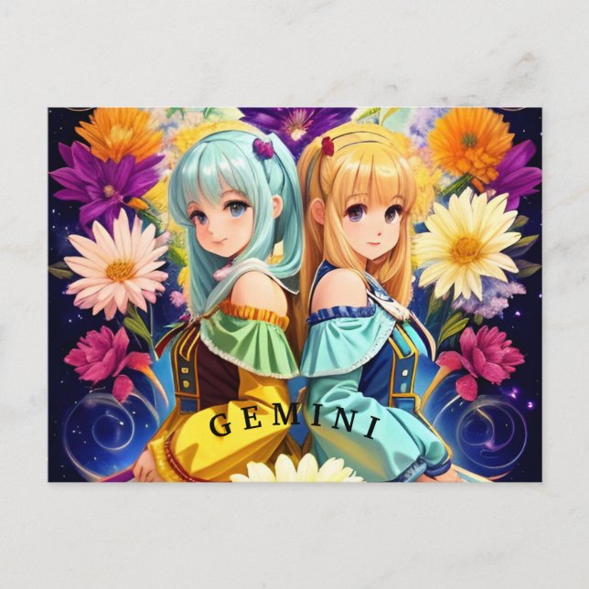 Gemini Zodiac Sign Postcard (Front)