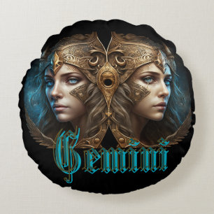 Gemini Zodiac Sign Round Cushion