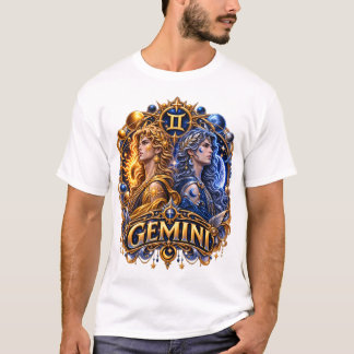 Gemini Zodiac Sign Twins Celestial Astrology T-Shirt