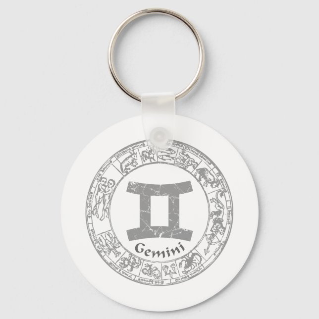 Gemini Zodiac sign vintage Key Ring (Front)