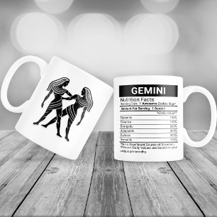Gemini Zodiac Sign with Nutrition Facts, Large Coffee Mug