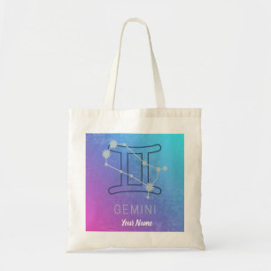 Gemini Zodiac Star Sign Watercolor Horoscope Tote Bag