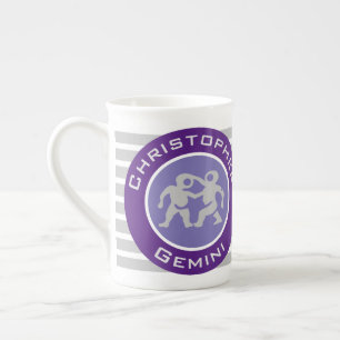 Gemini Zodiac Star Sign with Owner's Name Bone China Mug