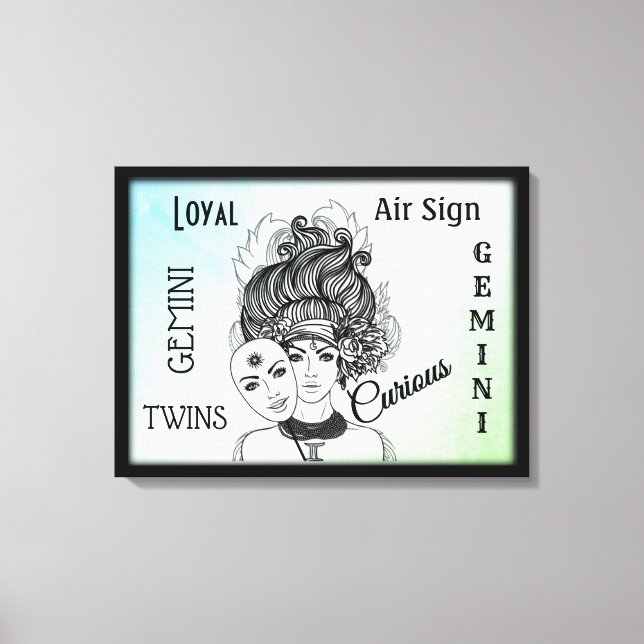 Gemini Zodiac Symbol and Sign Framed (Front)