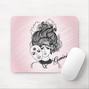 Gemini Zodiac Symbol and Sign Pink Mouse Mat