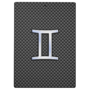 Gemini Zodiac Symbol Charcoal Carbon Fibre Print Clipboard