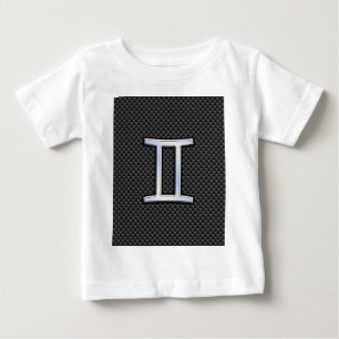 Gemini Zodiac Symbol Charcoal Carbon Fibre Style Baby T-Shirt
