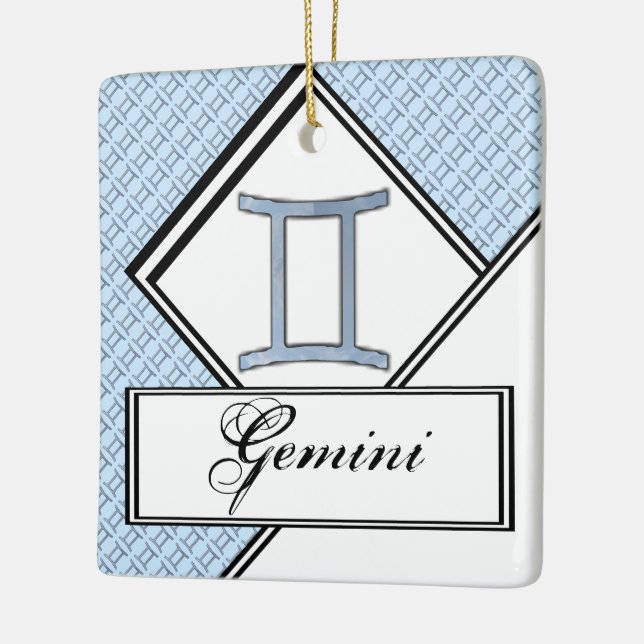 Gemini Zodiac Symbol Element by Kenneth Yoncich Ceramic Ornament (Left)