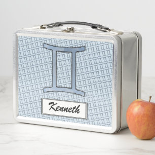 Gemini Zodiac Symbol Element by Kenneth Yoncich Metal Lunch Box