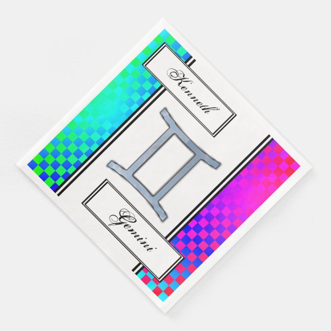 Gemini Zodiac Symbol Element by Kenneth Yoncich Napkin (Corner)