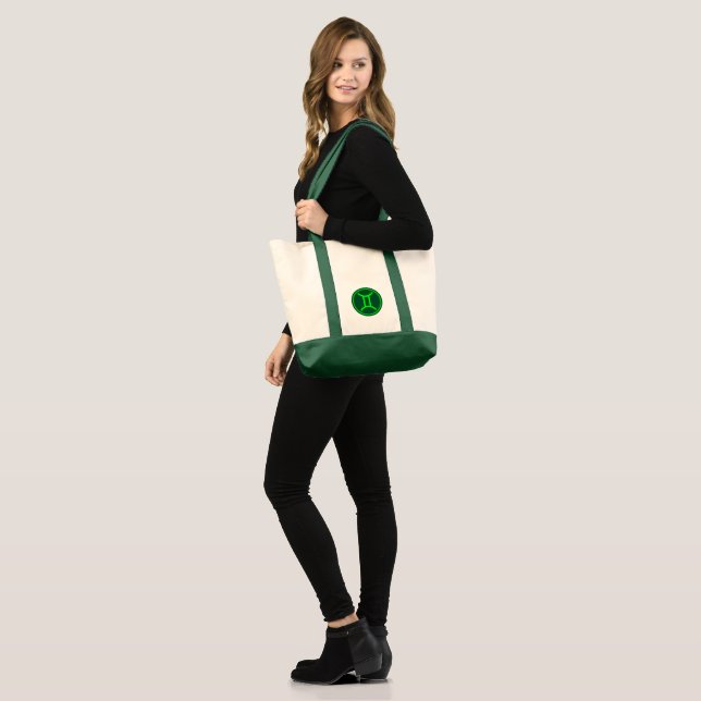 Gemini Zodiac Symbol Green Mix Tote Bag (Front (Model))