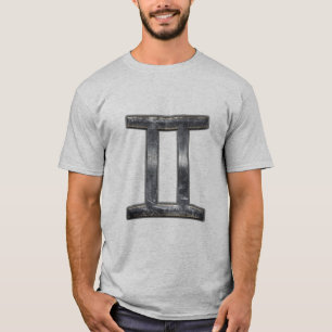 Gemini Zodiac Symbol in Grunge Distressed Style T-Shirt