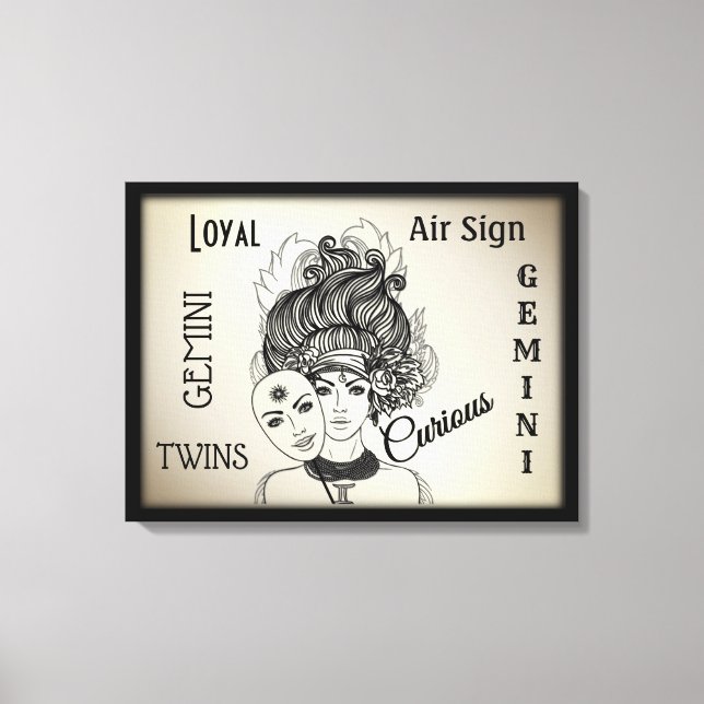 Gemini Zodiac Symbol n Sign Framed Wrapped Canvas (Front)