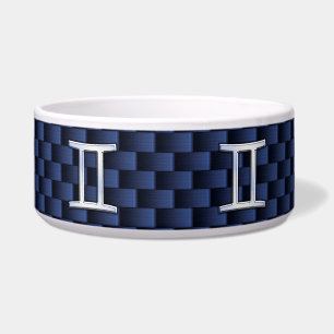 Gemini Zodiac Symbol Navy Blue Carbon Fibre Style